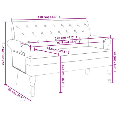 Bench with Backrest Dark Green 47.2"x24.4"x29.7" Fabric