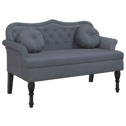 Bench with Cushions Dark Grey 47.4x25.6x29.5" Velvet