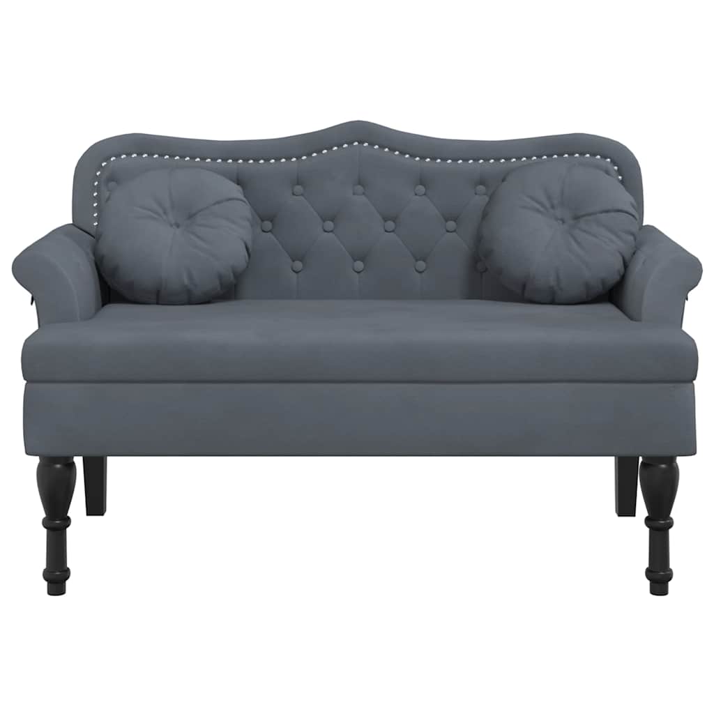 Bench with Cushions Dark Grey 47.4x25.6x29.5" Velvet
