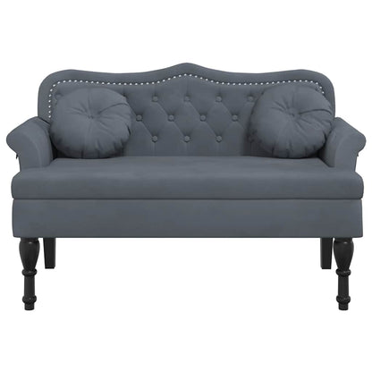 Bench with Cushions Dark Grey 47.4x25.6x29.5" Velvet