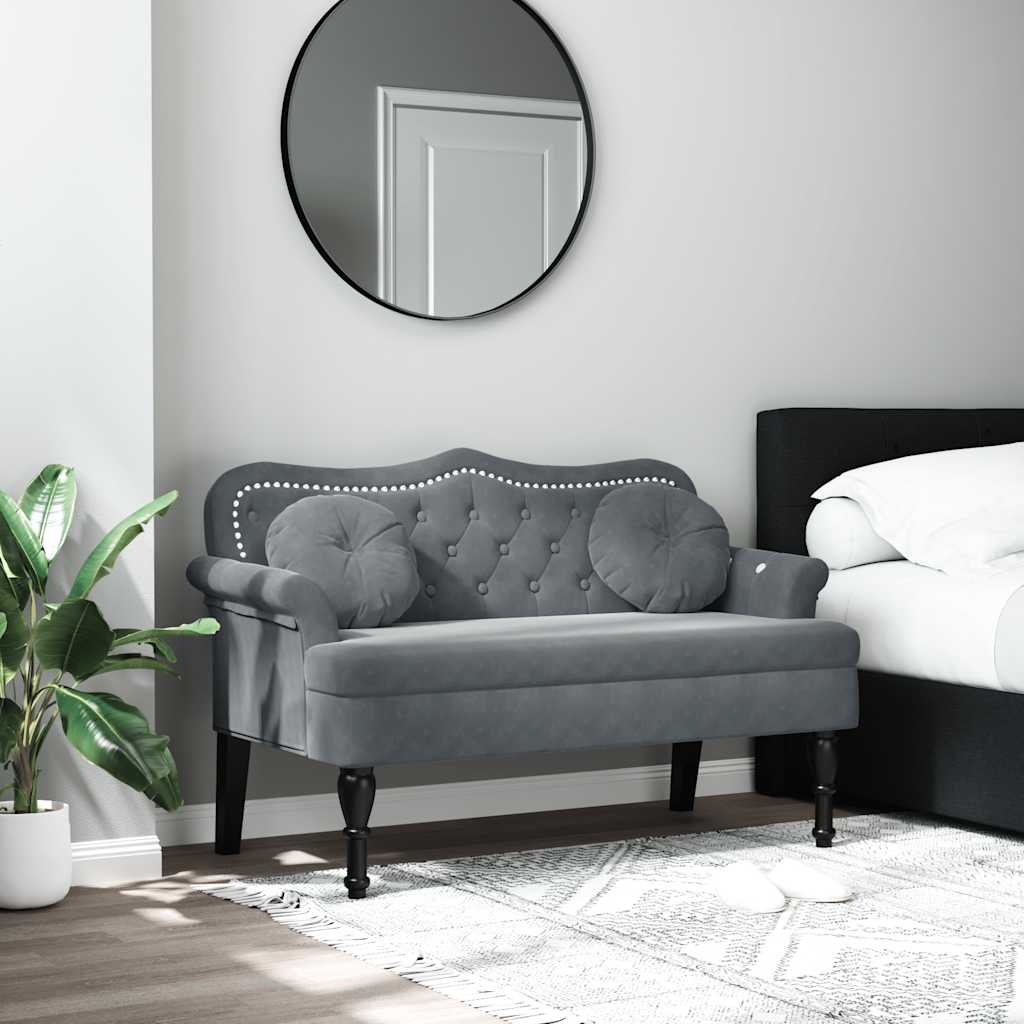 Bench with Cushions Dark Grey 47.4x25.6x29.5" Velvet