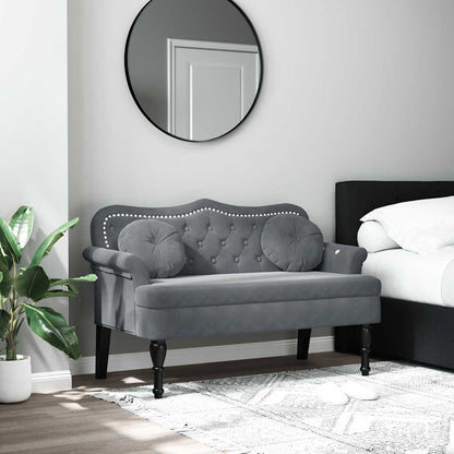 Bench with Cushions Dark Grey 47.4x25.6x29.5" Velvet