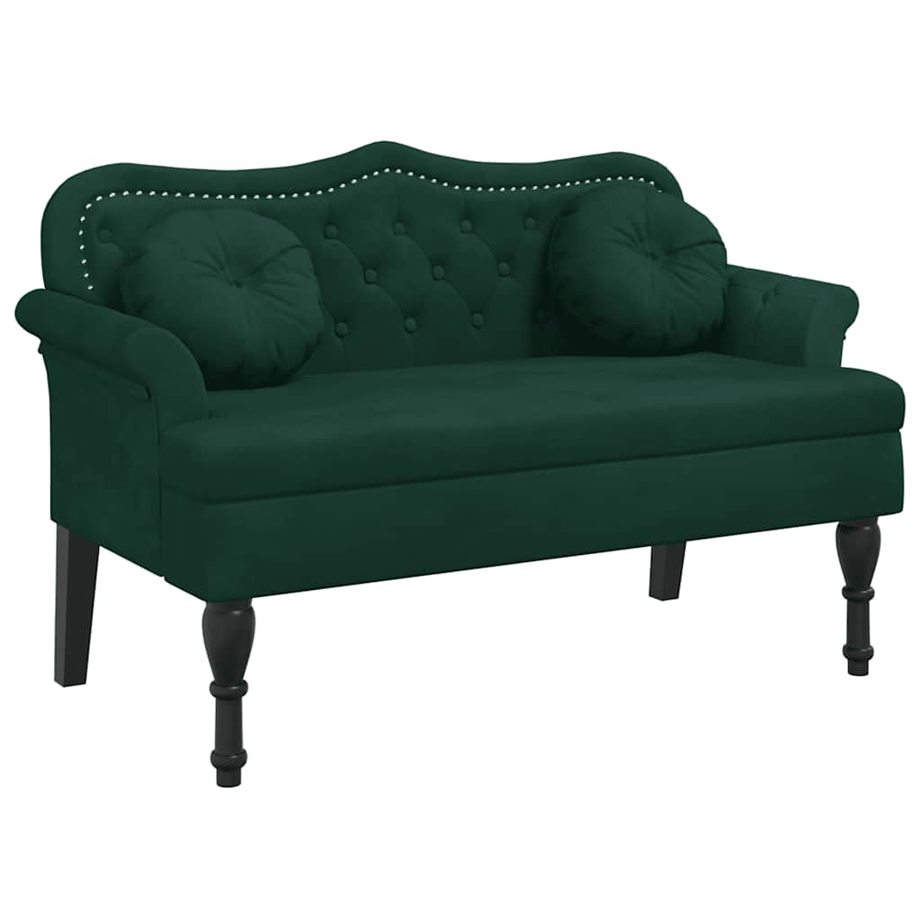 Bench with Cushions Dark Green 47.4x25.6x29.5" Velvet