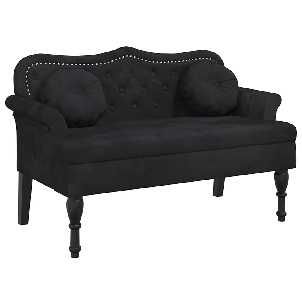 Bench with Cushions Black 47.4x25.6x29.5" Velvet