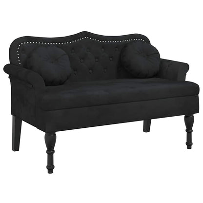 Bench with Cushions Black 47.4x25.6x29.5" Velvet