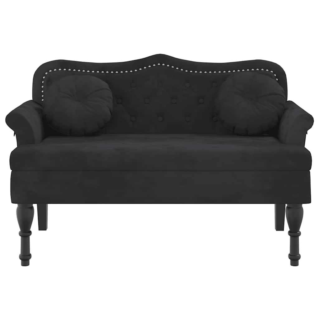 Bench with Cushions Black 47.4x25.6x29.5" Velvet