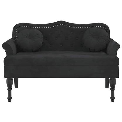 Bench with Cushions Black 47.4x25.6x29.5" Velvet
