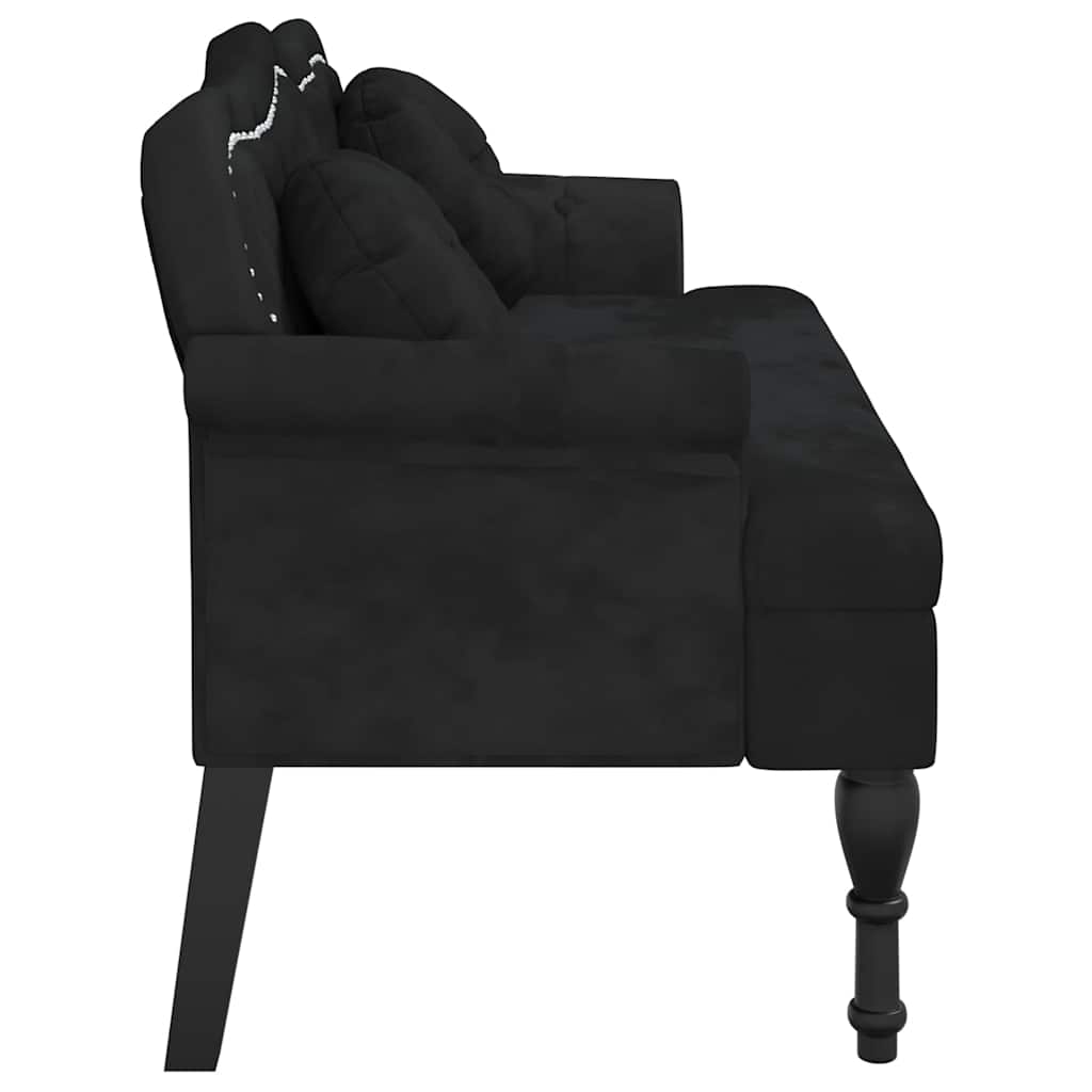 Bench with Cushions Black 47.4x25.6x29.5" Velvet