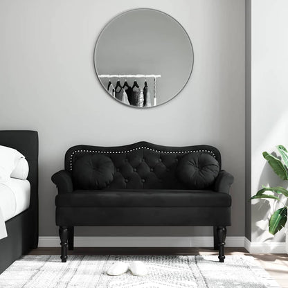 Bench with Cushions Black 47.4x25.6x29.5" Velvet