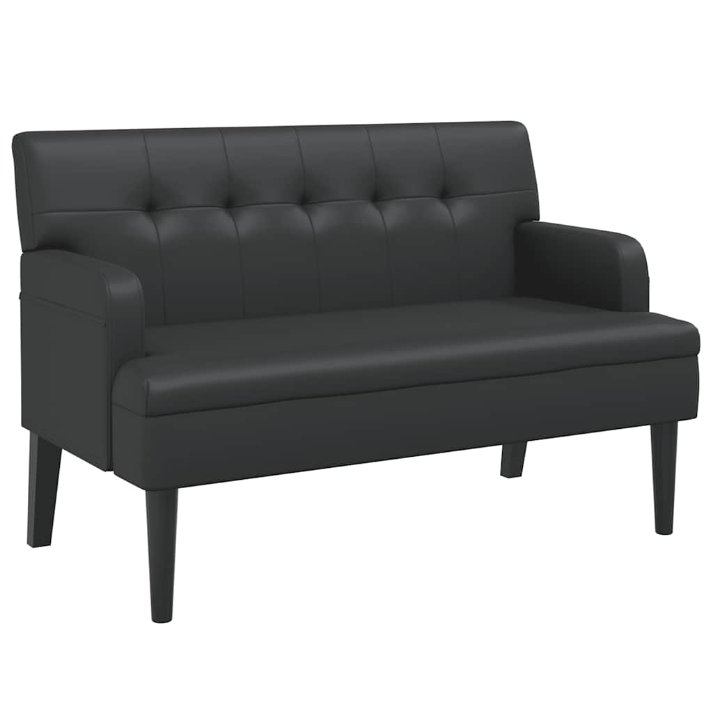 Bench with Backrest Black 44.1x25.8x29.5" Faux Leather