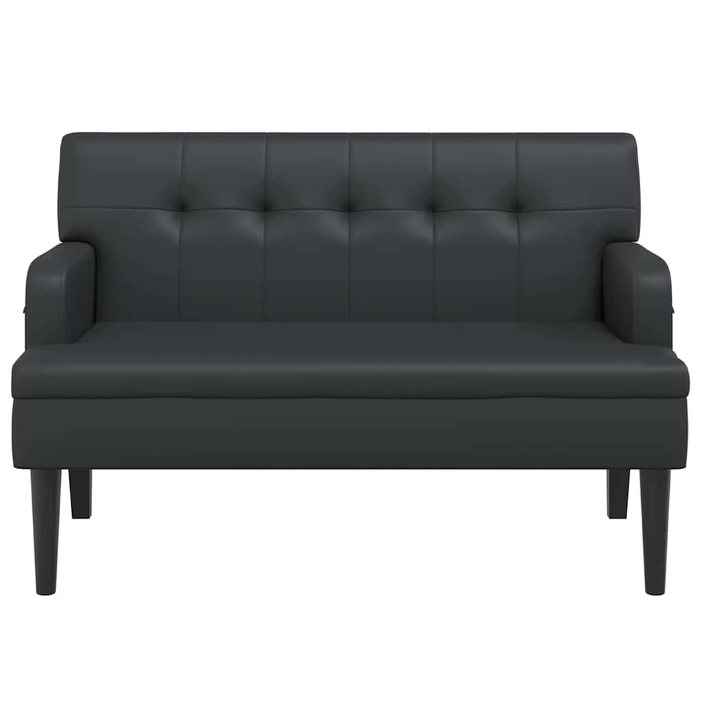 Bench with Backrest Black 44.1x25.8x29.5" Faux Leather