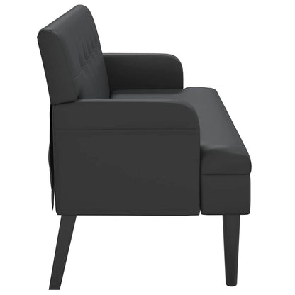 Bench with Backrest Black 44.1x25.8x29.5" Faux Leather