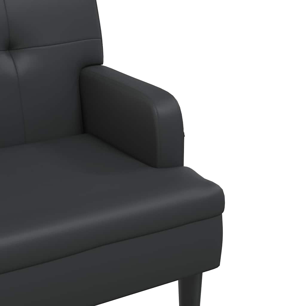 Bench with Backrest Black 44.1x25.8x29.5" Faux Leather