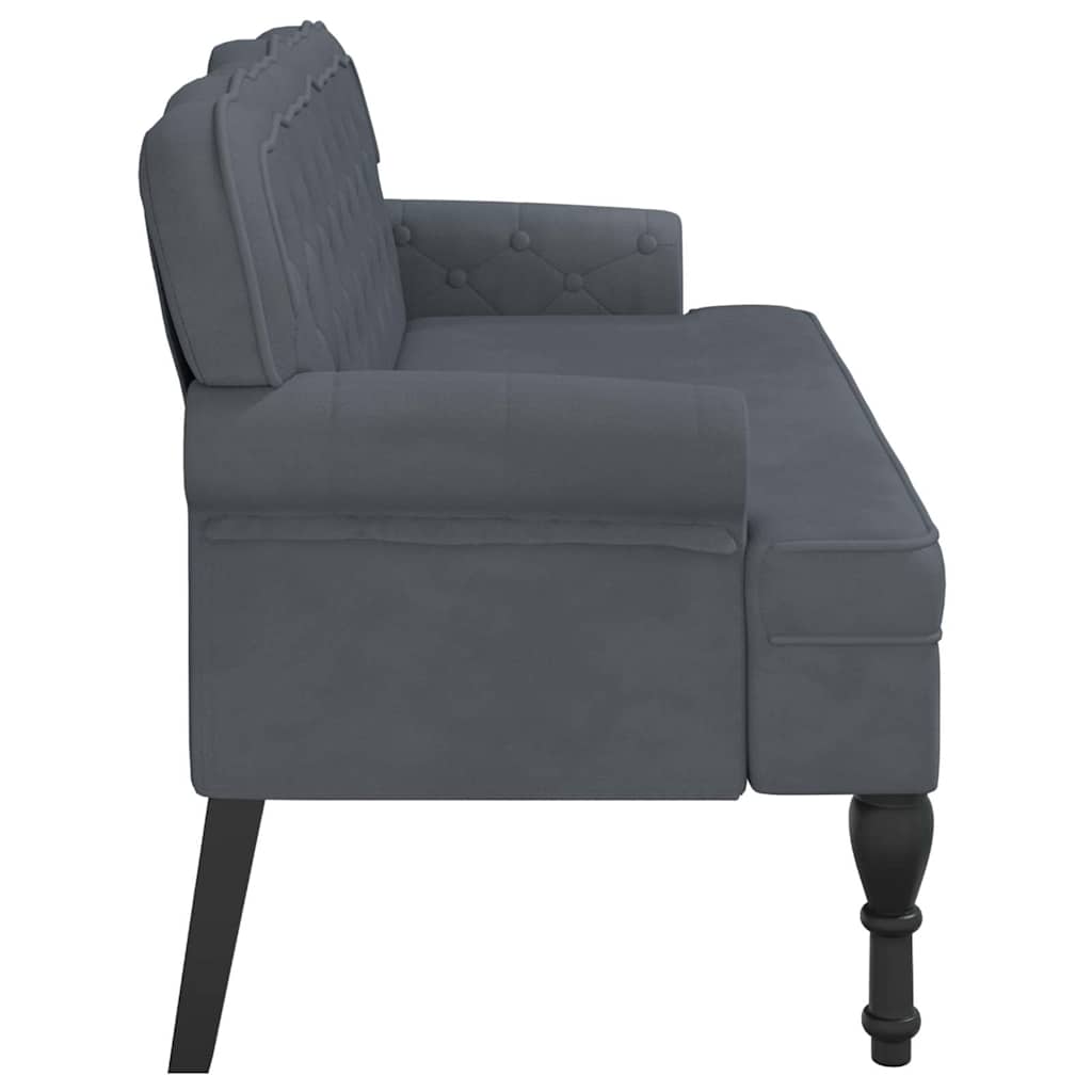 Bench with Backrest Dark Gray 47"x25.4"x29.5" Velvet