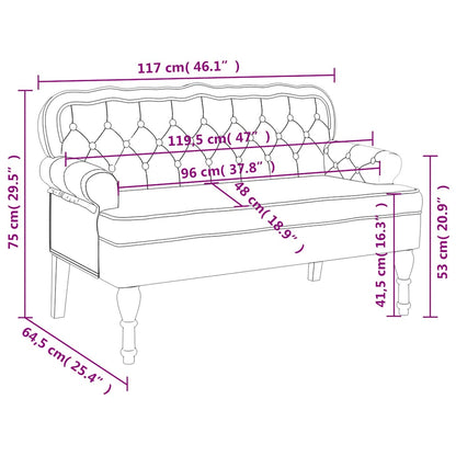 Bench with Backrest Dark Gray 47"x25.4"x29.5" Velvet