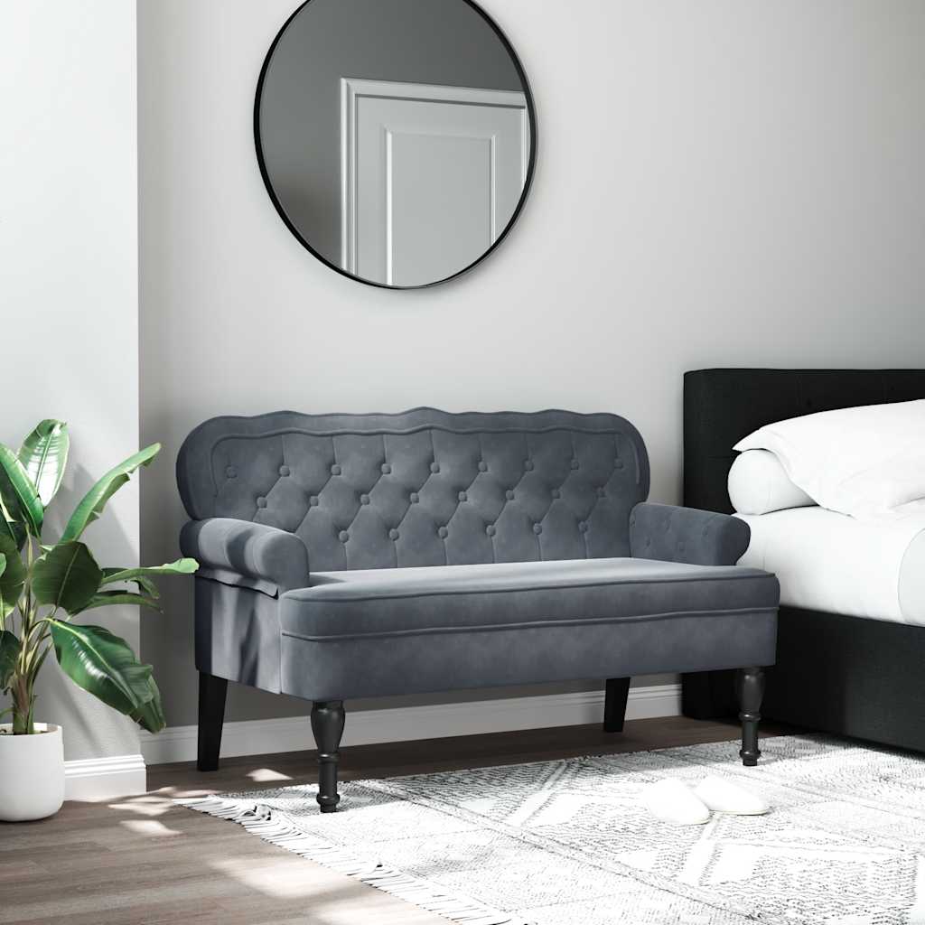 Bench with Backrest Dark Gray 47"x25.4"x29.5" Velvet
