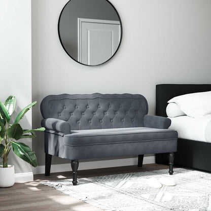 Bench with Backrest Dark Gray 47"x25.4"x29.5" Velvet