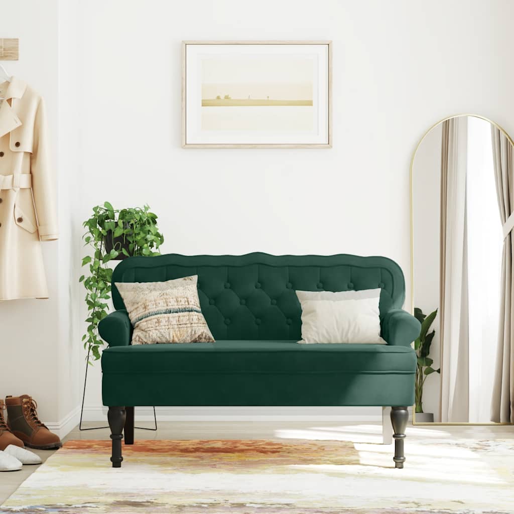 Bench with Backrest Dark Green 47"x25.4"x29.5" Velvet