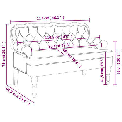 Bench with Backrest Dark Green 47"x25.4"x29.5" Velvet