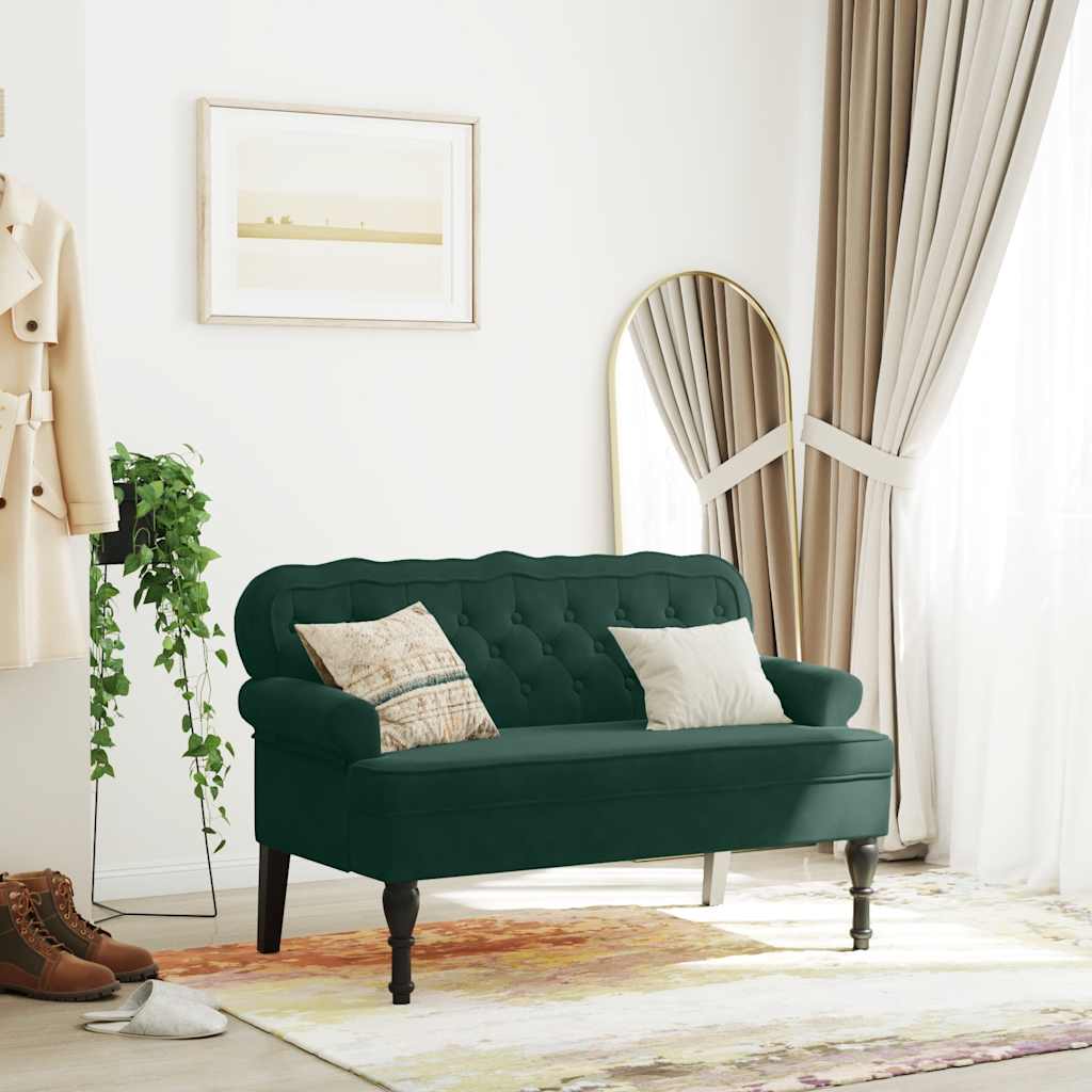 Bench with Backrest Dark Green 47"x25.4"x29.5" Velvet