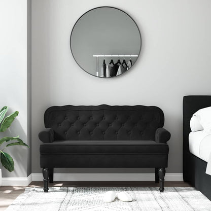 Bench with Backrest Black 47.0x25.4x29.5" Velvet