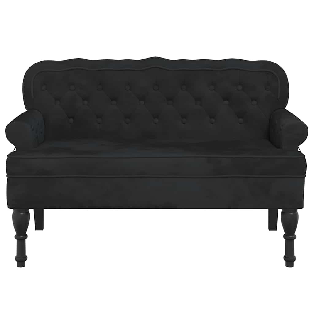 Bench with Backrest Black 47.0x25.4x29.5" Velvet