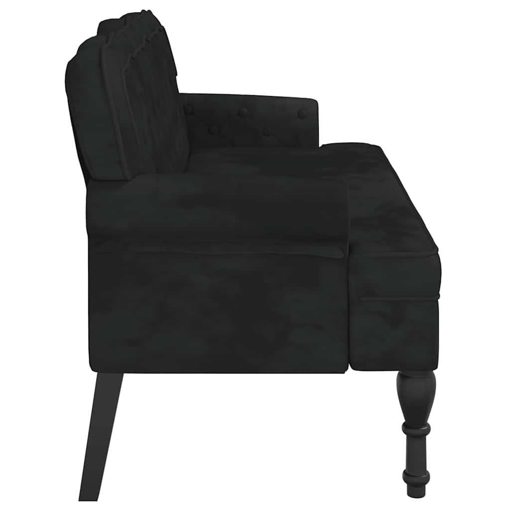 Bench with Backrest Black 47.0x25.4x29.5" Velvet