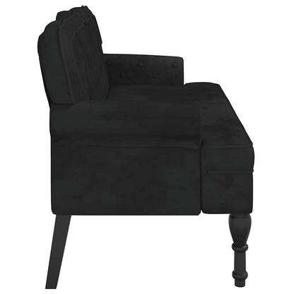 Bench with Backrest Black 47.0x25.4x29.5" Velvet