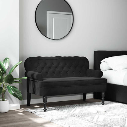 Bench with Backrest Black 47.0x25.4x29.5" Velvet