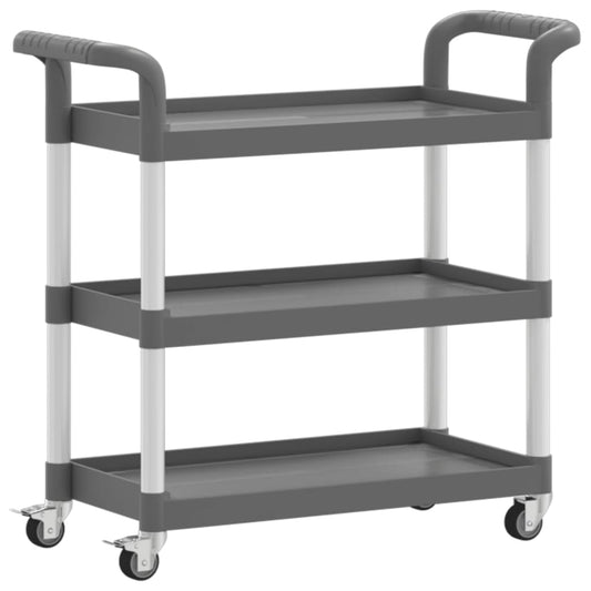 3-Tier Trolley Grey 77x34x72 cm Aluminium