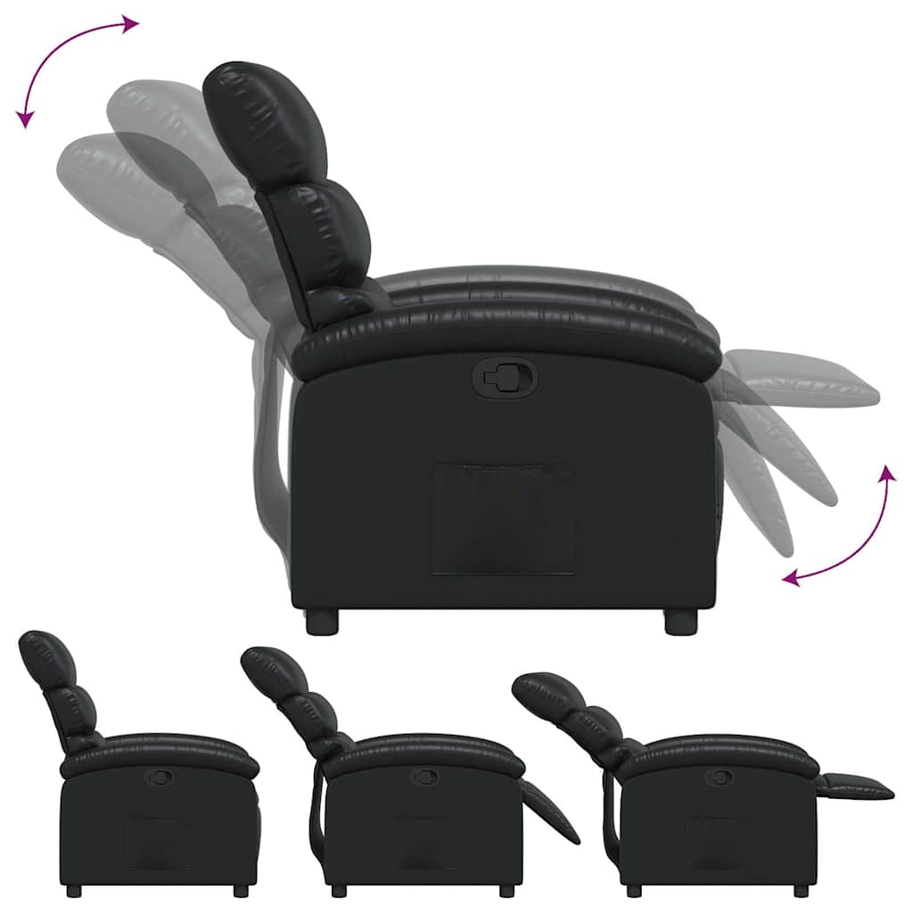 Recliner Chair Black Faux Leather
