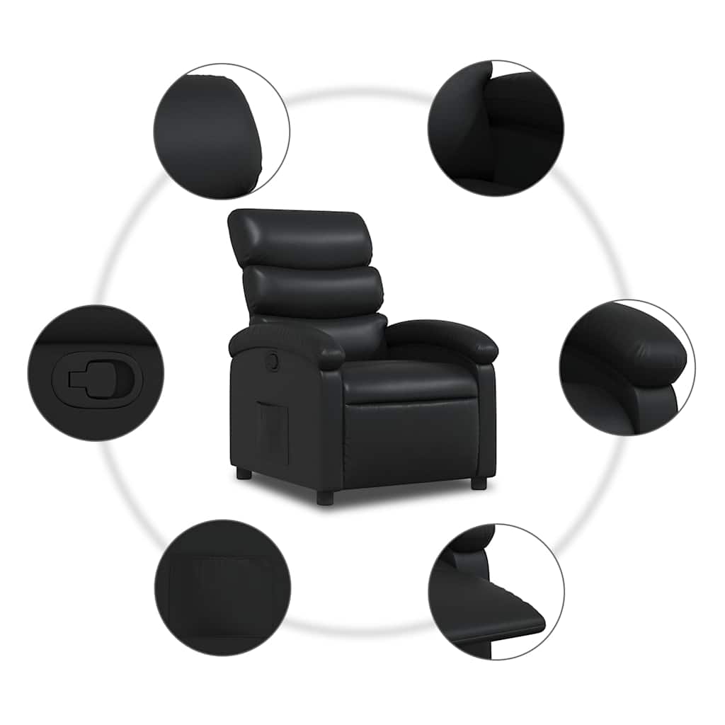 Recliner Chair Black Faux Leather