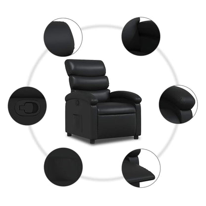 Recliner Chair Black Faux Leather