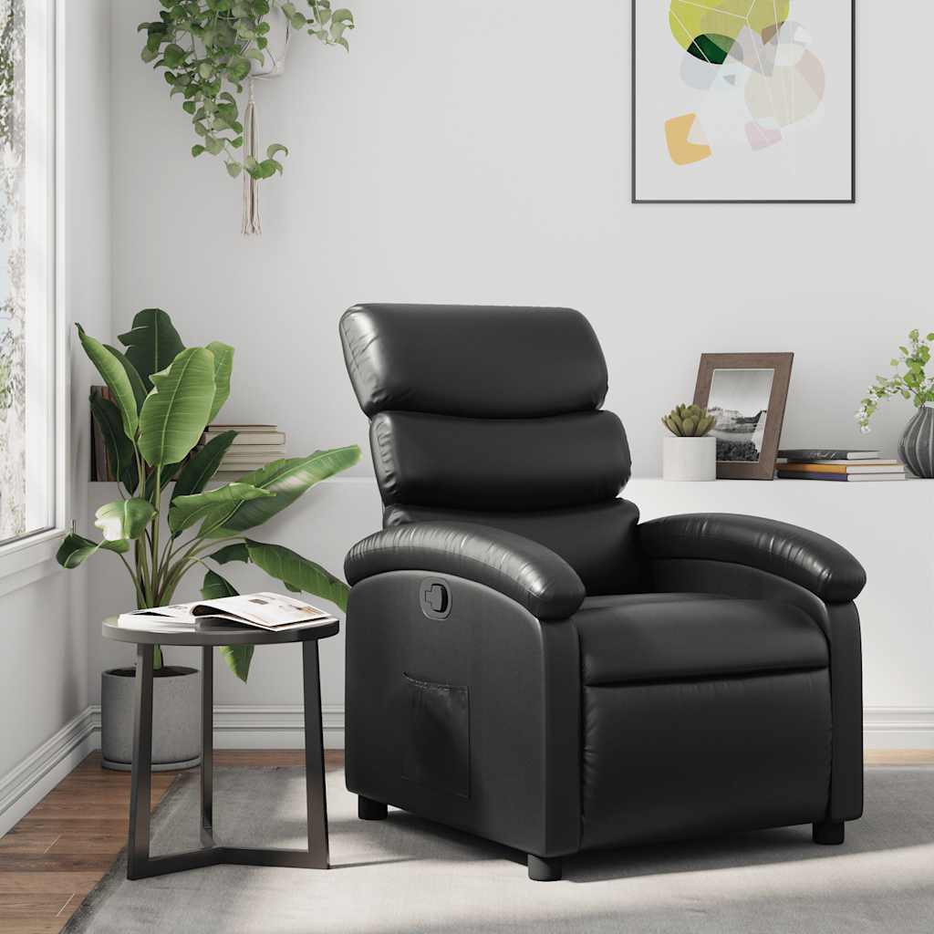 Recliner Chair Black Faux Leather