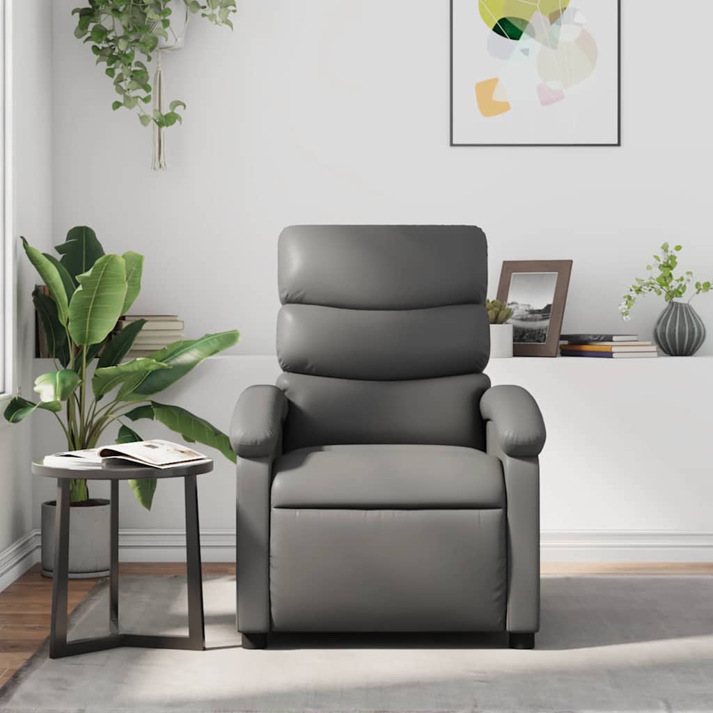Recliner Chair Gray Faux Leather