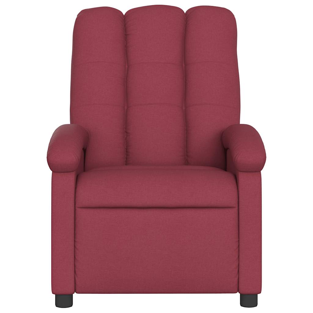 Massage Recliner Chair Wine Red Fabric