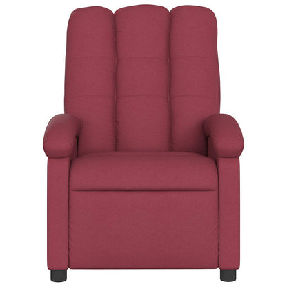 Massage Recliner Chair Wine Red Fabric