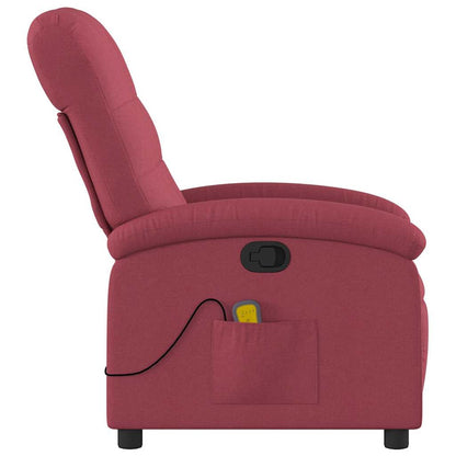 Massage Recliner Chair Wine Red Fabric