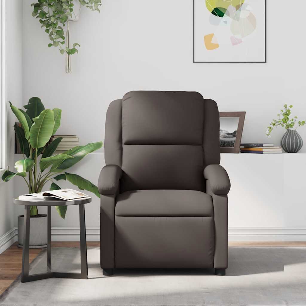 Recliner Chair Dark Brown Real Leather