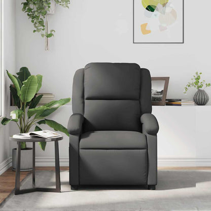 Recliner Chair Gray Real Leather