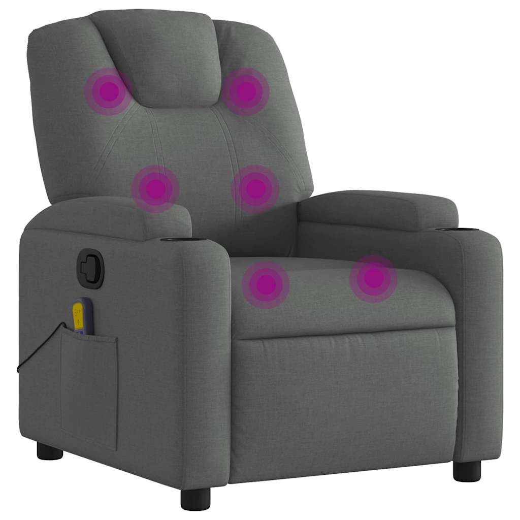 Massage Recliner Chair Dark Gray Fabric