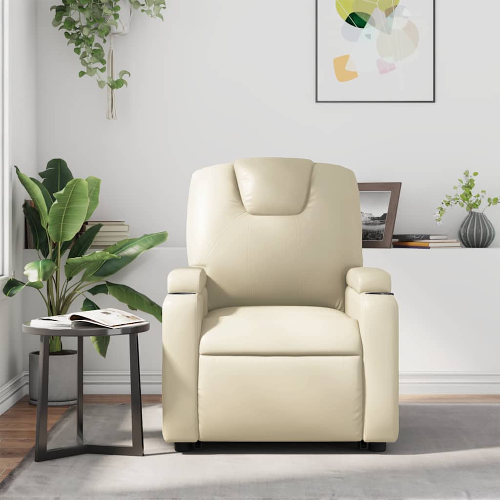 Recliner Chair Cream Faux Leather