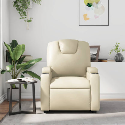 Recliner Chair Cream Faux Leather