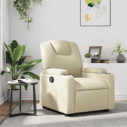 Recliner Chair Cream Faux Leather