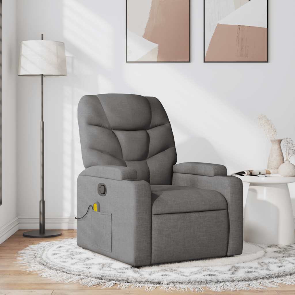 Massage Recliner Chair Dark Gray Fabric