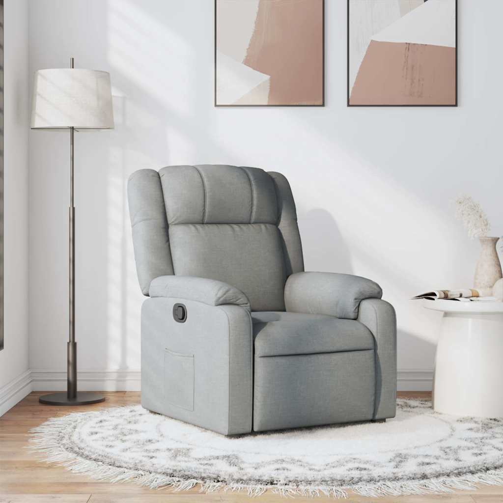 Recliner Chair Light Gray Fabric