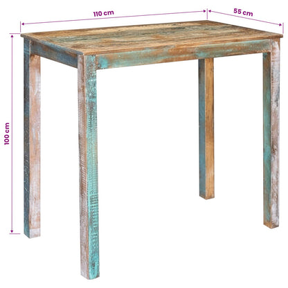 Bar Table 110 x 55 x 100 cm Solid Reclaimed Wood Multicolour