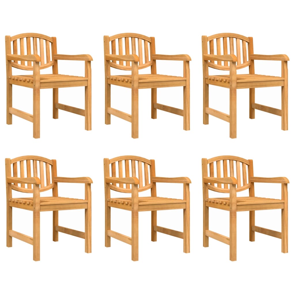 Garden Chair | Set of 6 | Natural Teak | Solid Teak Wood | Medium