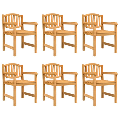 Garden Chair | Set of 6 | Natural Teak | Solid Teak Wood | Medium
