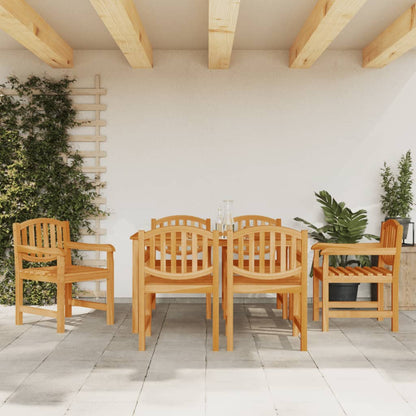 Garden Chair | Set of 6 | Natural Teak | Solid Teak Wood | Medium